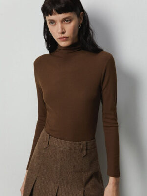 Stacked Neck Thermal Stretch Knit Top