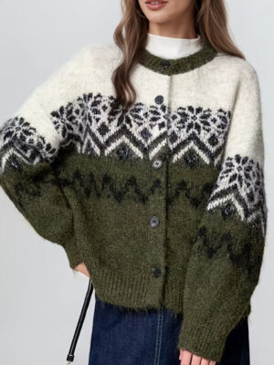 Retro Nordic Snowflake Knit Fair Isle Cardigan