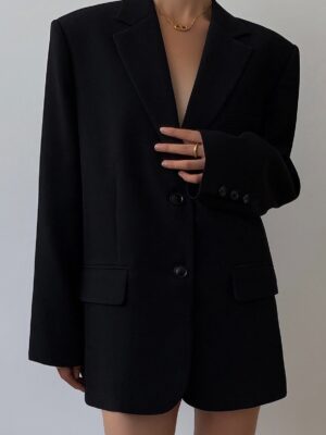 Black Slouchy Retro Style Blazer