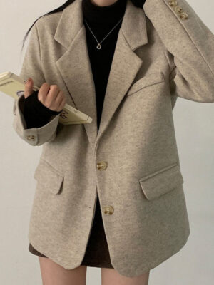 Wool Blend Oversized Longline Blazer