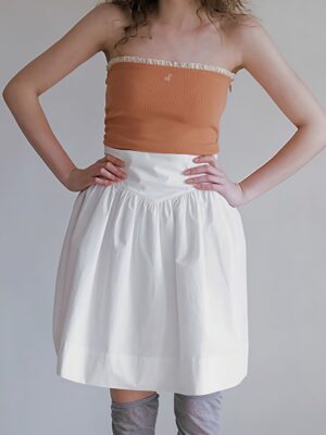 High-Waist Pleated Waistband Tulip Mini Skirt