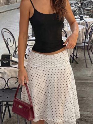 Polka Dot Asymmetric Mini Skirt