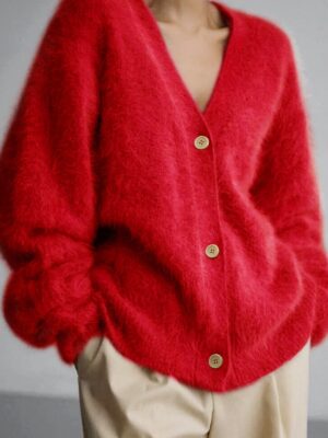V Neck Button Long Sleeve Cardigan