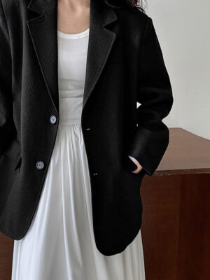 Waffle Textured Oversized Blazer