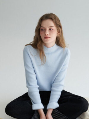 Thermal Mock Neck Solid Knit Top
