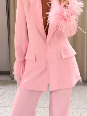 Designer Feather Accent Blazer