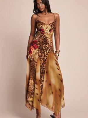 Mesh Panel Cami Maxi Dress