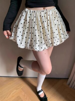 Polka Dot Elastic Waist A-Line Mini Skirt
