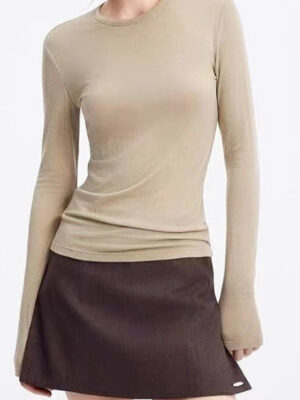 Cashmere Solid Slim Fit Knit Top