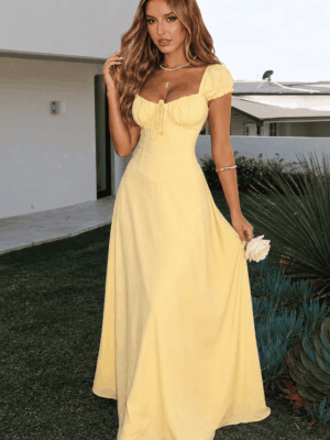 Fitted Ruched Waist Maxi Dress