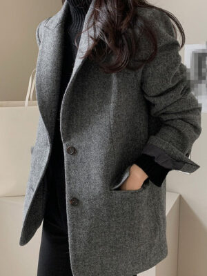 Wool Blend Solid Color Blazer