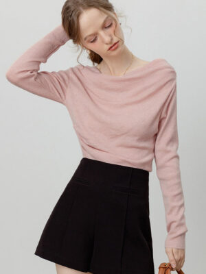 Elegant Slit Neck Tied Waist Knit Top
