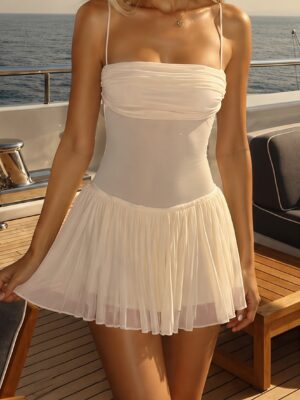 Sheer Slip Ruched Flowing Mini Dress