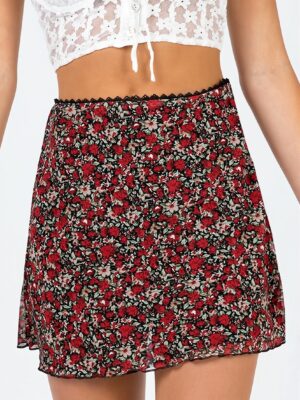 Printed Mesh Bodycon Mini Skirt