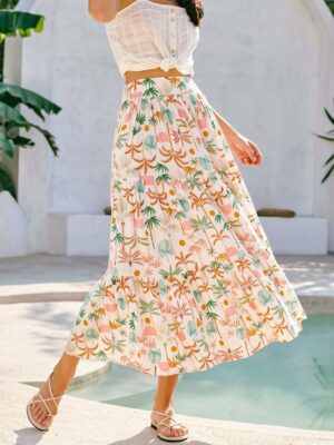 Printed Pocket Midi Skirt with Clean Silhouette