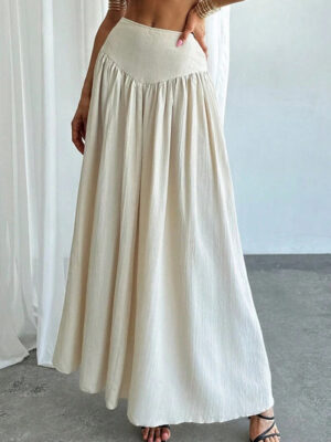 Ruffled High-Waist A-Line Belted Side Pocket Skirt