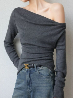 Chic Off Shoulder Fitted Knit Top