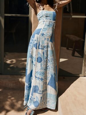 Printed Spaghetti Strap Maxi Dress
